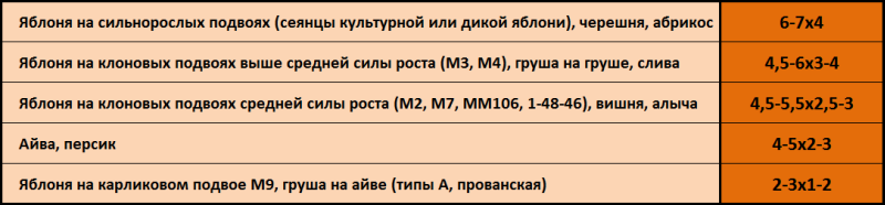 skhemy razmeshcheniya derev'yev v sadu