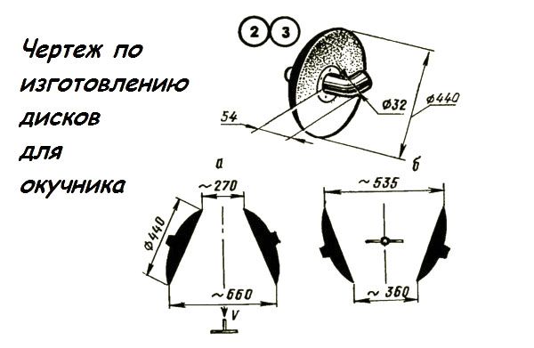 Чертеж дисков для окучника
