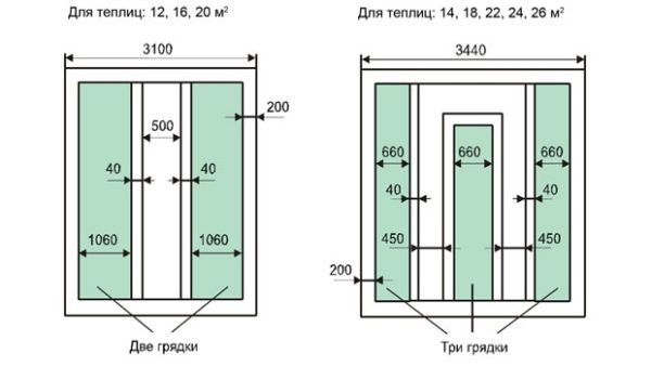 Оптимальное расположение грядок в теплице