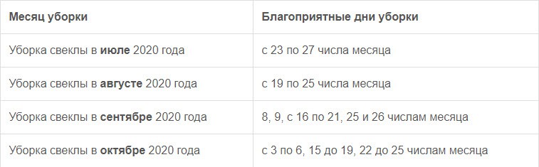 Благоприятные дни для сбора свеклы в 2020 году