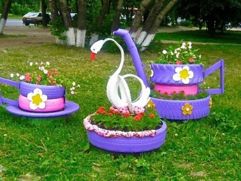 Клумбы из шин своими руками