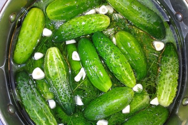 Огурцы с чесноком и травами
